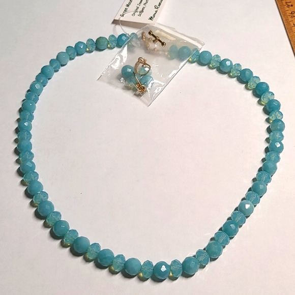 Necklace with Matching Earrings - Swarovski Aquamarine - Picture 2 of 4